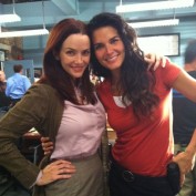 Annie Wersching and Angie Harmon on the set of Rizzoli and Isles
