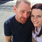 Annie Wersching and Max Martini on the set of Rizzoli and Isles